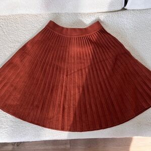 Cabi A Line Orange Mini Skirt Rust Orange Pleated Knit Skirt - Size M